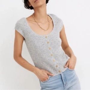 Madewell Gray Button Down Knit Top